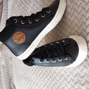 Leather high top converse